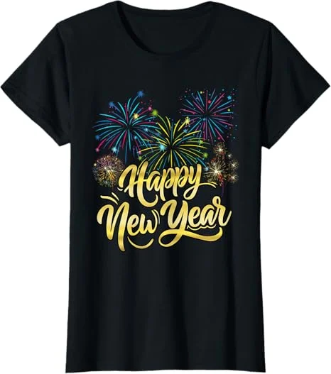 Festive Holiday Celebration Fireworks Explosions Happy New Year T-shirt Festive Holiday Celebration Fireworks Explosions Happy New Year T-shirt