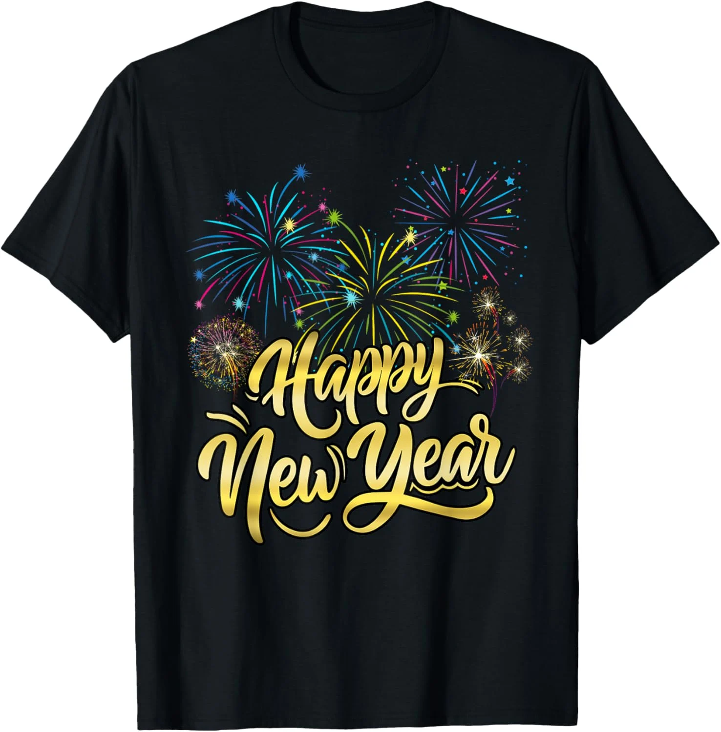 Festive Holiday Celebration Fireworks Explosions Happy New Year T-shirt Festive Holiday Celebration Fireworks Explosions Happy New Year T-shirt