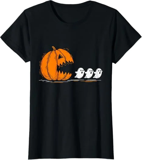 Funny Halloween "Pumpkin Chasing Ghosts" Graphic T-shirt Funny Halloween "Pumpkin Chasing Ghosts" Graphic T-shirt
