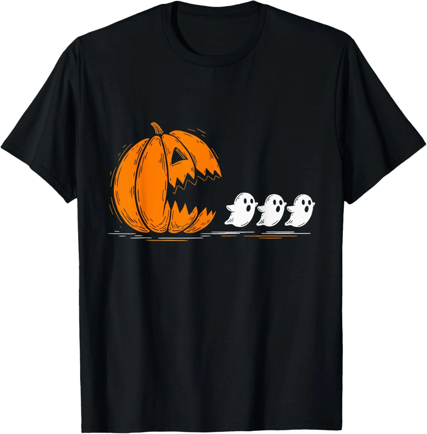Funny Halloween "Pumpkin Chasing Ghosts" Graphic T-shirt Funny Halloween "Pumpkin Chasing Ghosts" Graphic T-shirt