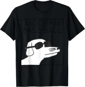 Modern Baseball Funny Cartoon Canine Wearing Shades Design T-shirt